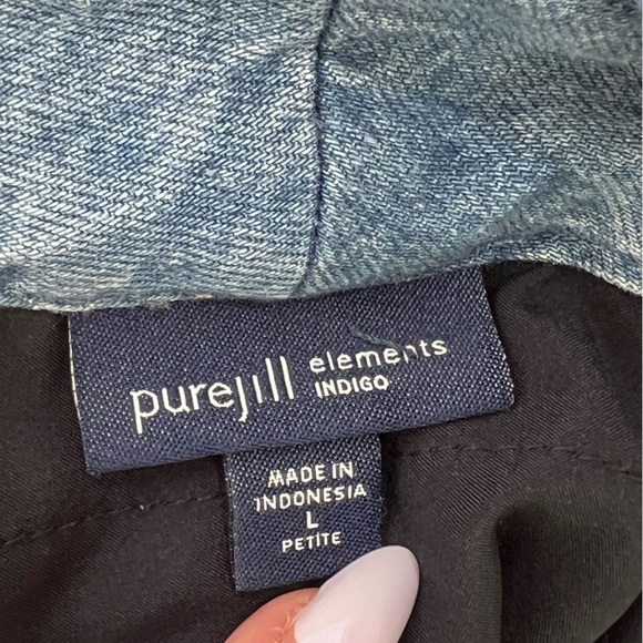 J.Jill Pure Jill Indigo Curved Hem Cotton Denim Jacket Coat Size LP - Picture 16 of 16